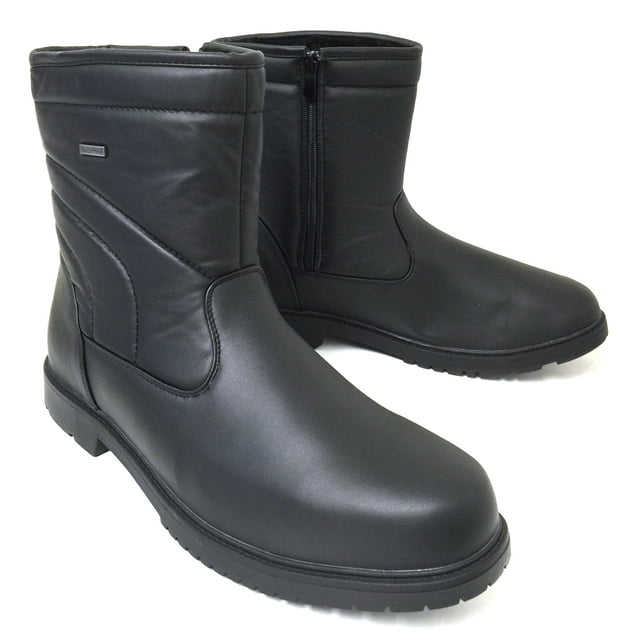 Men's Winter Boots Comfort Leather Faux Fur Lined Zipper Ankle Shoes