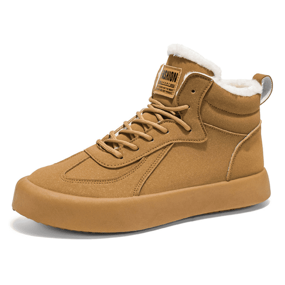 Men’s Winter Boots High-Top Warm Ankle Shoes with Plush Fleece Lining, Lace-Up Casual Cold Weather Boots, Anti-Slip Durable Indoor Outdoor Walking Shoes for Daily Wear