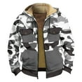 thumbnail image 1 of Men's Winter Camouflage Print Hooded Jacket, Fleece Lined Thickened Casual Trendy Zipper Coat for Hunting, Outdoor Adventures and Large Size Comfort in Fall and Winter,White,XL, 1 of 5
