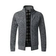 thumbnail image 1 of Men's Winter Cardigan Sweater Stand Collar Casual Fleece Lined Thicken Warm Zipper Sweater Jackets Dark Gray XXL, 1 of 4