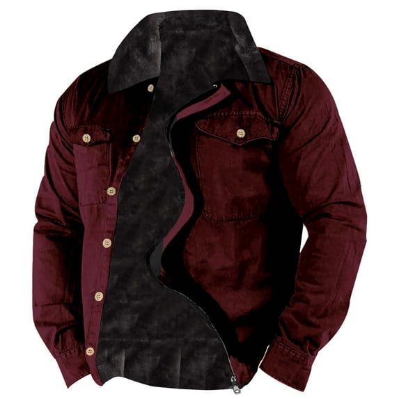 Men's Winter Cargo Jacket Vintage Long Sleeve Sherpa Lapel Collar Coat Fashion Cardigan Button Down Thickened Warm Outwear