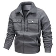 thumbnail image 1 of Men's Winter Cargo Jacket, Warm Fleece Lined Lapel Suede Jackets Full Zip Trucker Work Coat Spring Fall Jacket for Men Gray 3XL, 1 of 3