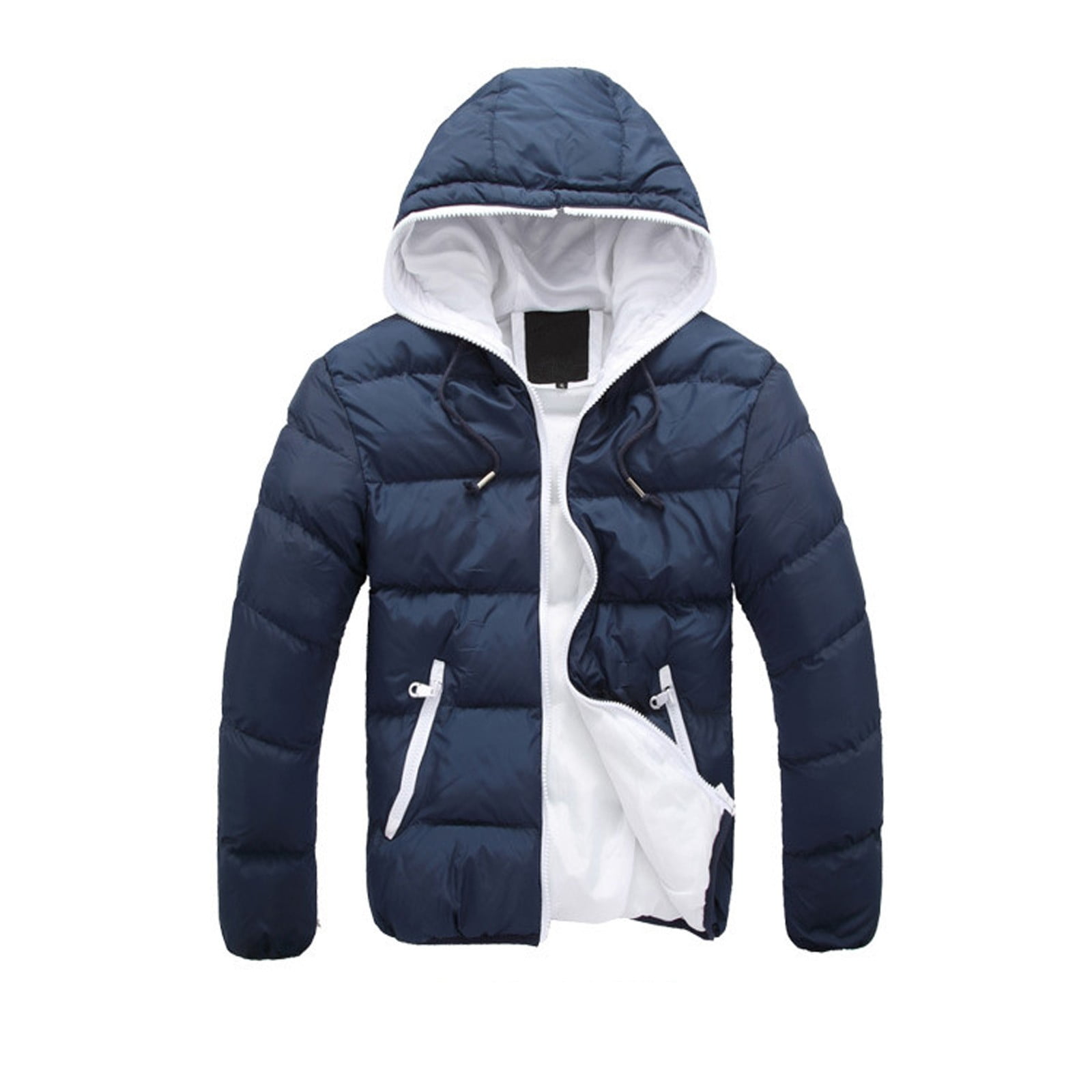 Men s Winter Casual Color Collision Zipper Hoodie Cotton padded Jacket Coat Prairie Mountain Jacket Maze Jacket L Jacket Jacket for Men Men Jacket Zip for Men Iceberg Men s 3x Jacket Walmart