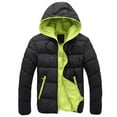 thumbnail image 1 of Men's Winter Casual Color Collision Zipper Hoodie Cotton-padded Jacket Coat, 1 of 1