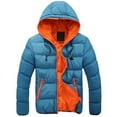 thumbnail image 1 of Men's Winter Casual Color Collision Zipper Hoodie Cotton-padded Jacket Coat, 1 of 1