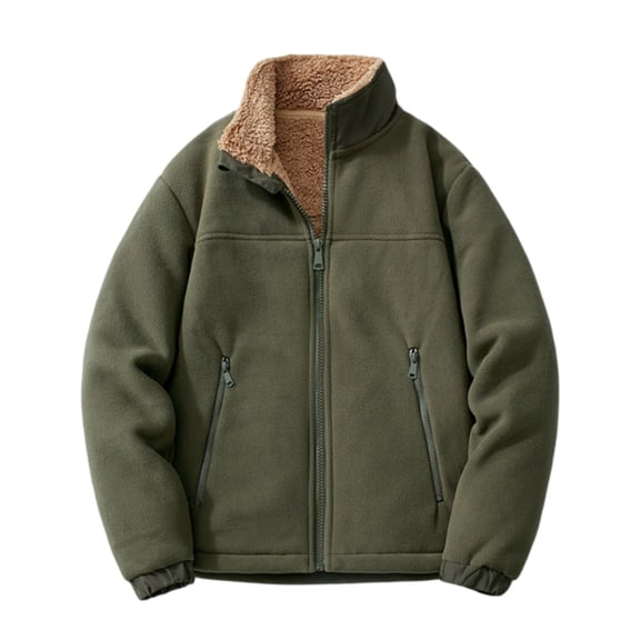 Men's Winter Casual Jacket Warm Stand Up Collar Zippered Outerwear Lightweight Comfortable Durable Soft Fabric