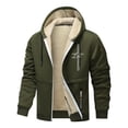 thumbnail image 1 of Men's Winter Casual Plush Solid Color Hooded Coats Long Sleeve Zipper Pocket Coats Jacket Versatile Outwear, 1 of 3