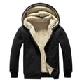 thumbnail image 1 of Men's Winter Casual Plush Solid Color Hooded Coats Long Sleeve Zipper Pocket Coats Jacket Versatile Outwear, 1 of 8