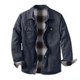 thumbnail image 1 of Men's Winter Casual Solid Workwear Jacket, Warm Turndown Collar Button Long Sleeve, 1 of 7