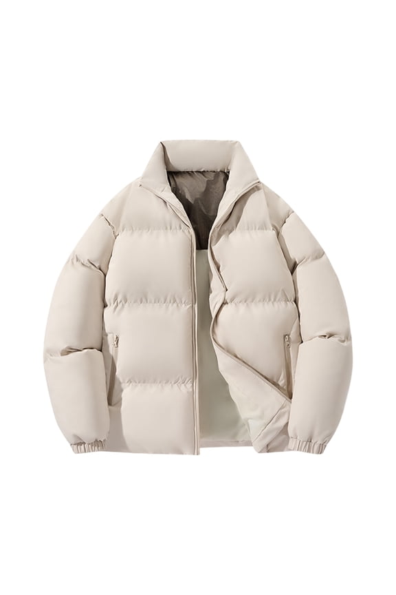 Men's Winter Casual Sports Graphene Thermal Cotton Bread Jacket, Khaki, Size M