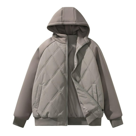 Men's Winter Casual Style Warm Thickened Hooded Coat With Pockets Long Sleeved Coat Jacket