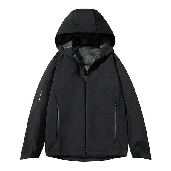 Men's Winter Coat Mens Hooded Outdoor Jacket Solid Color Long Sleeve Stretch Coat Zipper Multi Pocket Autumn And Winter Unisex Jacket