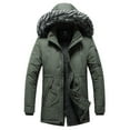 thumbnail image 1 of Men's Winter Coat Recycled Padded Winter Jacket Waterproof Puffer Jacket with Detachable Hood Solid Quilted Jacket A-Green XXXL, 1 of 5