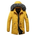thumbnail image 1 of Men's Winter Coat Recycled Padded Winter Jacket Waterproof Puffer Jacket with Detachable Hood Solid Quilted Jacket A-Yellow XXL, 1 of 5