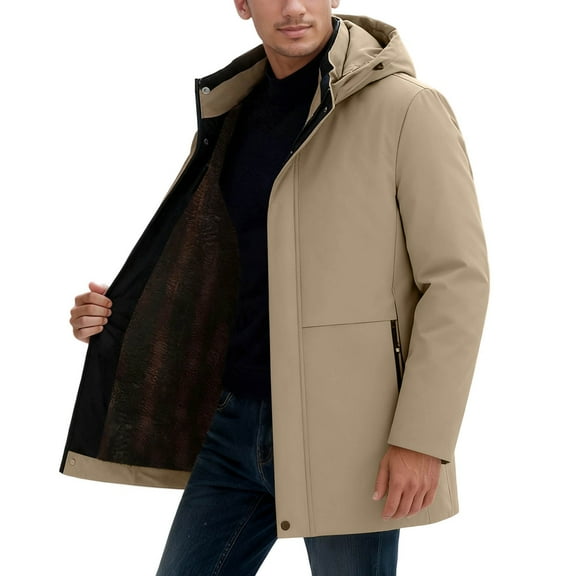 Men's Winter Coat Thick Warm Hooded Jacket Loose Fit Coat Cold Weather Insulated Outdoor Overcoat With Thermal Casual