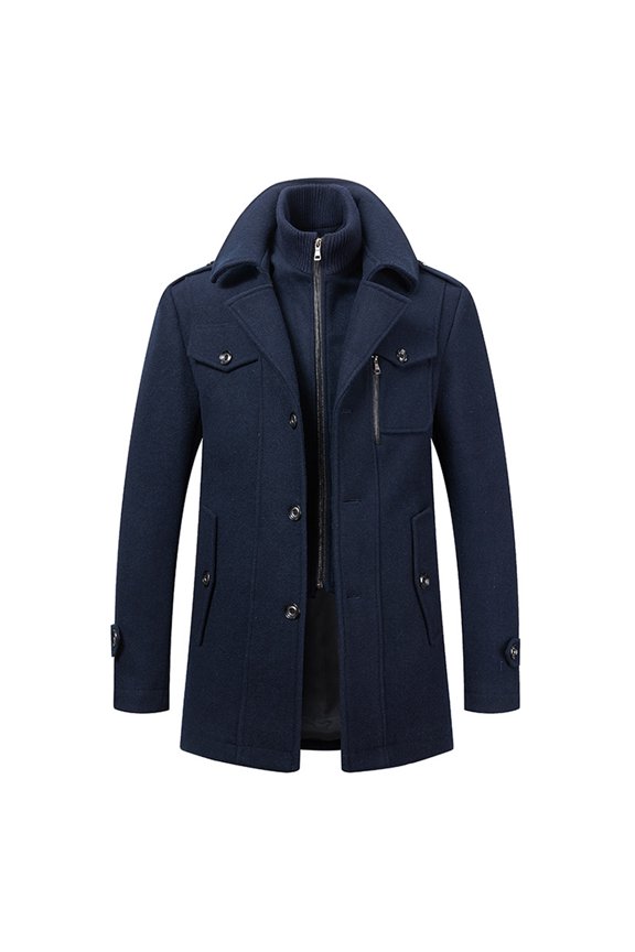 Men's Winter Coat Wool Winter Short Coat Medium Length Wool Coat Detachable Double Collar Short Winter Jacket For Business Leisure Outdoor Slim Fit Jacket