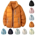 thumbnail image 1 of Men's Winter Coats Puffer Jacket Oversized Bubble Puffer Stand Collar Full Zip Up Windproof Insulated Quilted Winter Coat with Multi Zipper Pockets Loose Fit Casual Warm Outerwear, 1 of 5