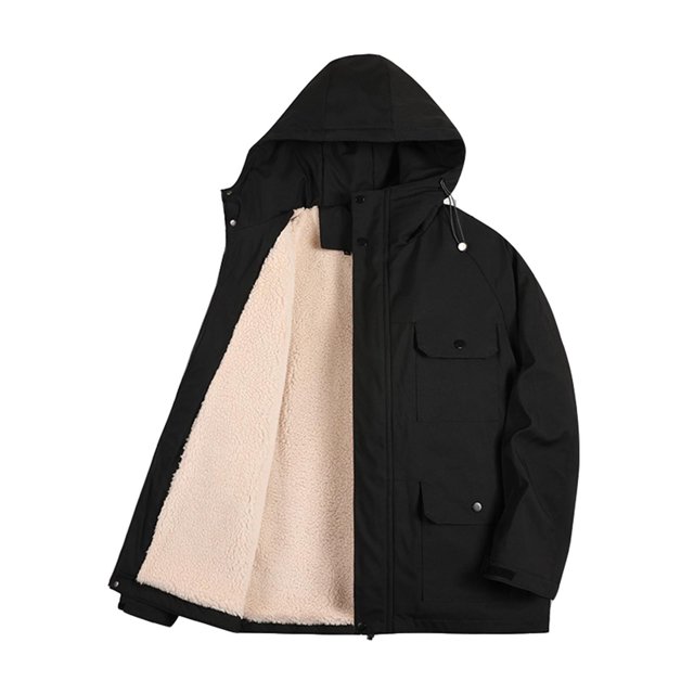 Men's Winter Coats Winter Men's Wool Thickened Stand Sollar Hooded Coat