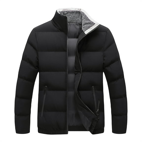 Men's Winter Coats Winter Puffer Jacket Windproof Puffy Coat Long Sleeved Outerwear Coats Black 3xl