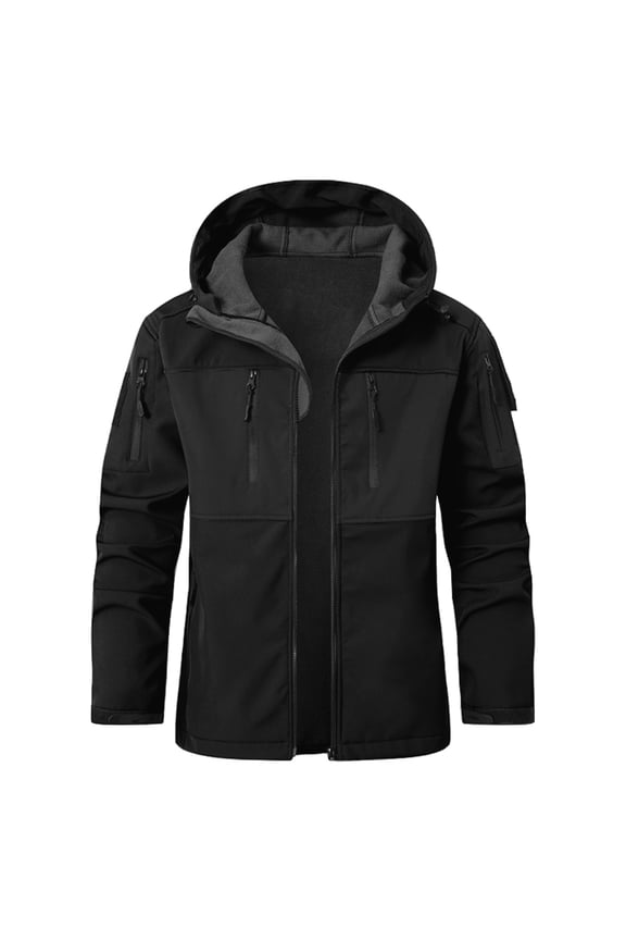 Men's Winter Colorblock Jackets with Chest Color Block for Fashion Trend and Outdoor Sports, Breathable Windproof Jackets, Men's Windbreaker and Exploration Gear,Black,L