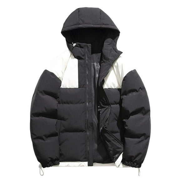 Men's Winter Colour Blocking Thickened Casual Style Coat Jacket With Pockets