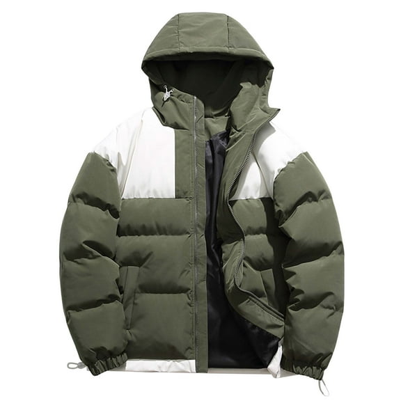 Men's Winter Colour Blocking Thickened Casual Style Coat Jacket With Pockets