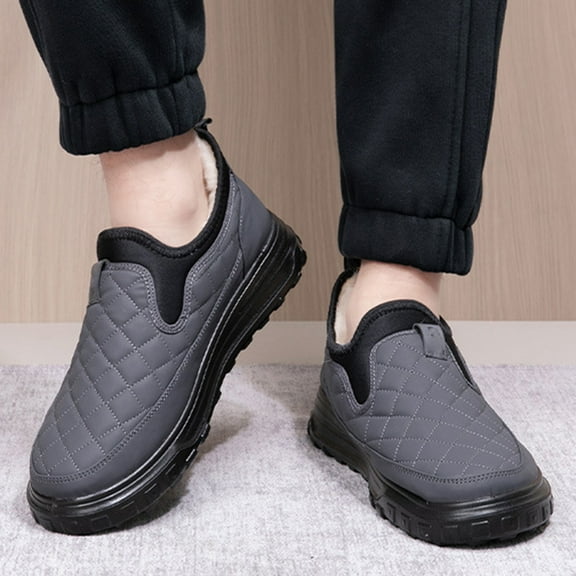 Men's Winter Cotton Boots With Thickened Fleece For Warmth And Slip Casual Shoes