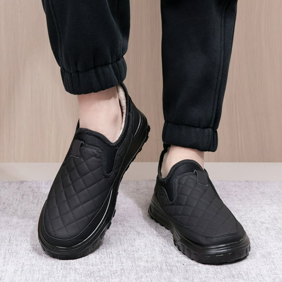 Men's Winter Cotton Boots With Thickened Fleece For Warmth And Slip Casual Shoes