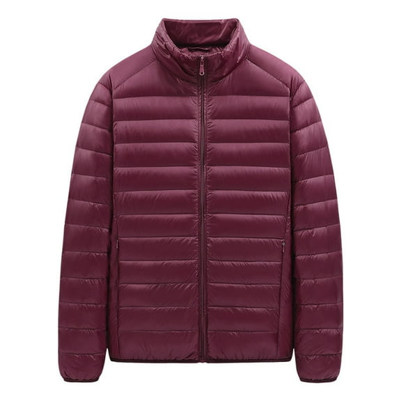 Men's Winter Cotton-padded Coat, Loose and Lightweight Men's Cotton-padded Jacket Wine L
