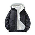thumbnail image 1 of Men’s Winter Cozy Warm Zip up Jacket Thicken Fleece Lined Coat Fashion Faux Denim Jackets with Hood, 1 of 9