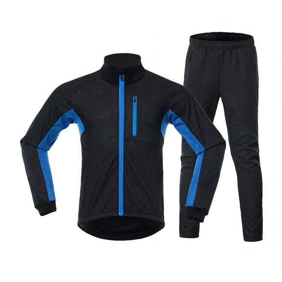 Men's Winter Cycling Set Long Sleeve Windproof Jersey and Pants