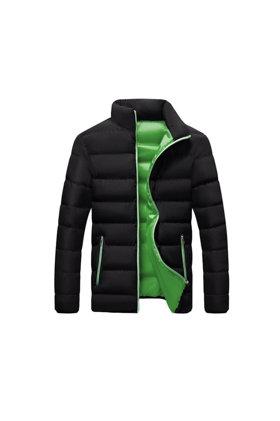 Men's Winter Down Jacket Lightweight Warm Full Zipper Quilted Insulated Thicken Padded Coat Outerwear with Pockets