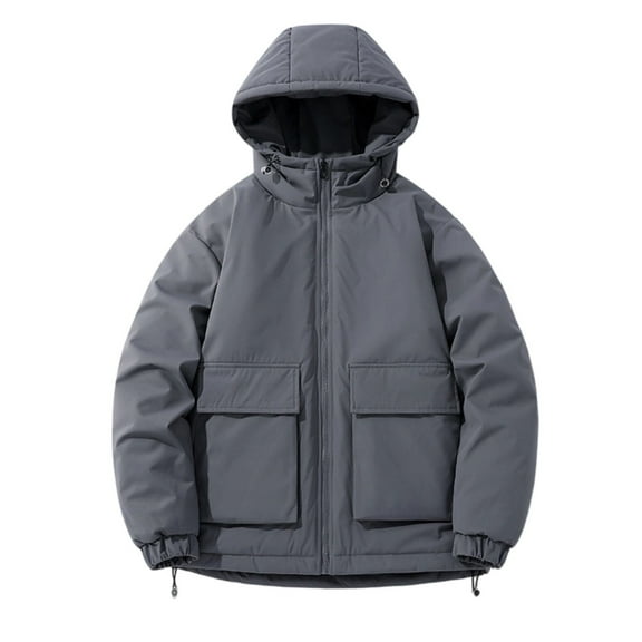 Men's Winter Down Jacket - Weather Resistant Winter Jackets for Men Quilted Warm Coat Puffer Jacket with Hood and Pockets,Color:Dark Gray,Size:L
