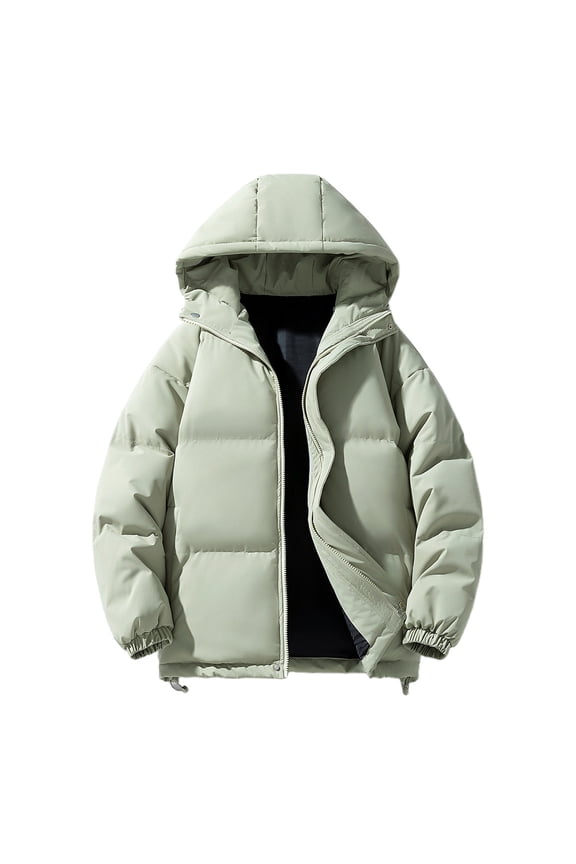 Men's Winter Down Jacket - Weather Resistant Winter Jackets for Men Quilted Warm Coat Puffer Jacket with Hood and Pockets,Color:Light Green,Size:XXXL