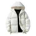 thumbnail image 1 of Men's Winter Down Jacket - Weather Resistant Winter Jackets for Men Quilted Warm Coat Puffer Jacket with Hood and Pockets,Color:White,Size:XXL, 1 of 2