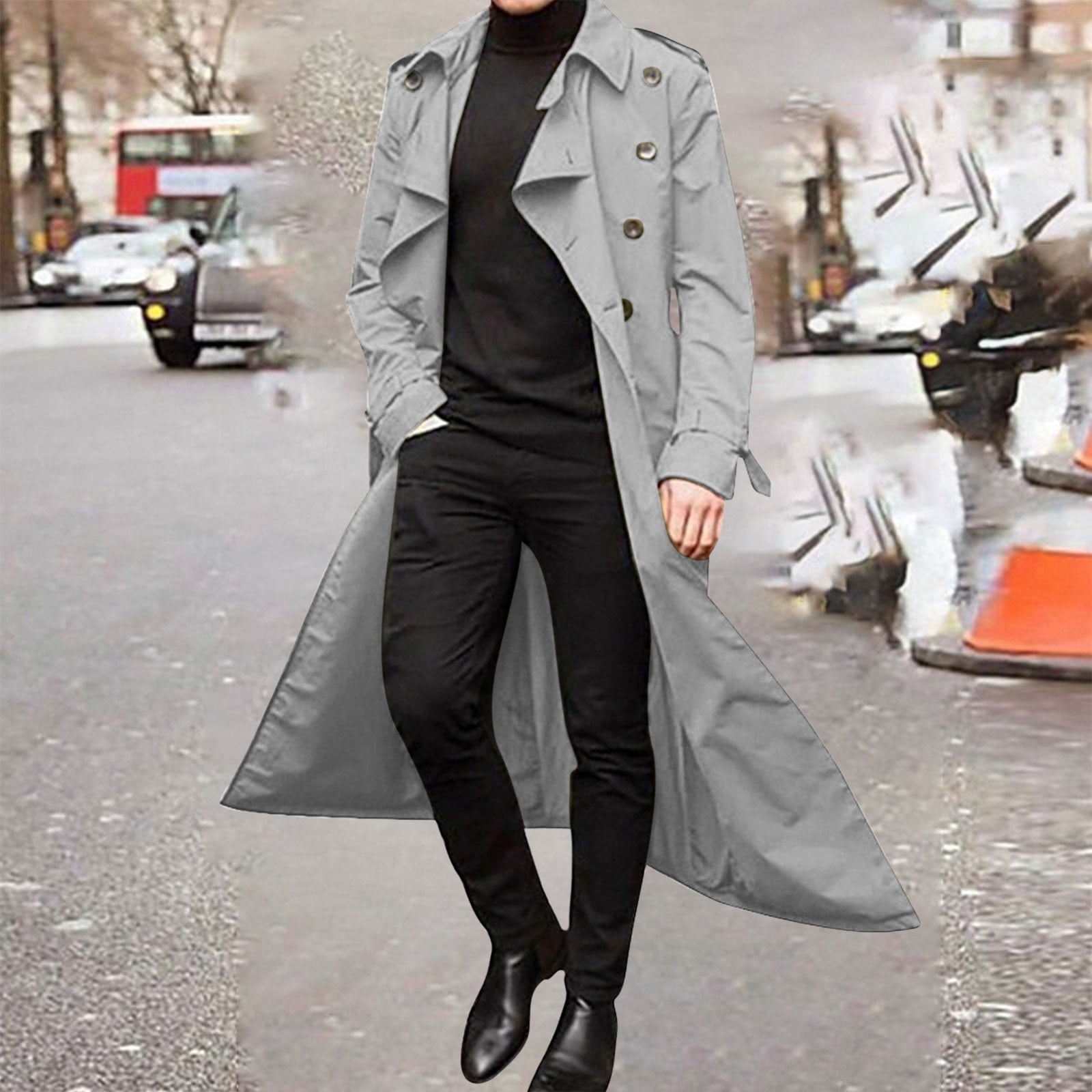 Men's Winter Fashion Long Trench Coat Easy Color Warm Lapel Coat Business  Casual Coat Mens Fall/Winter Lightweight Coat Warm and Comfortable Jacket