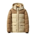 thumbnail image 1 of Men's Winter Fashion Spliced Sleeve Casual Jacket with Hood for Outdoor Warmth and Comfort, 1 of 1