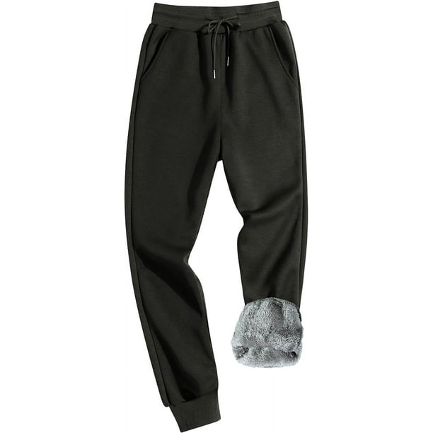 Men s Winter Fleece Joggers Pants Sherpa Lined Sweatpants Warm Thick Track Pants