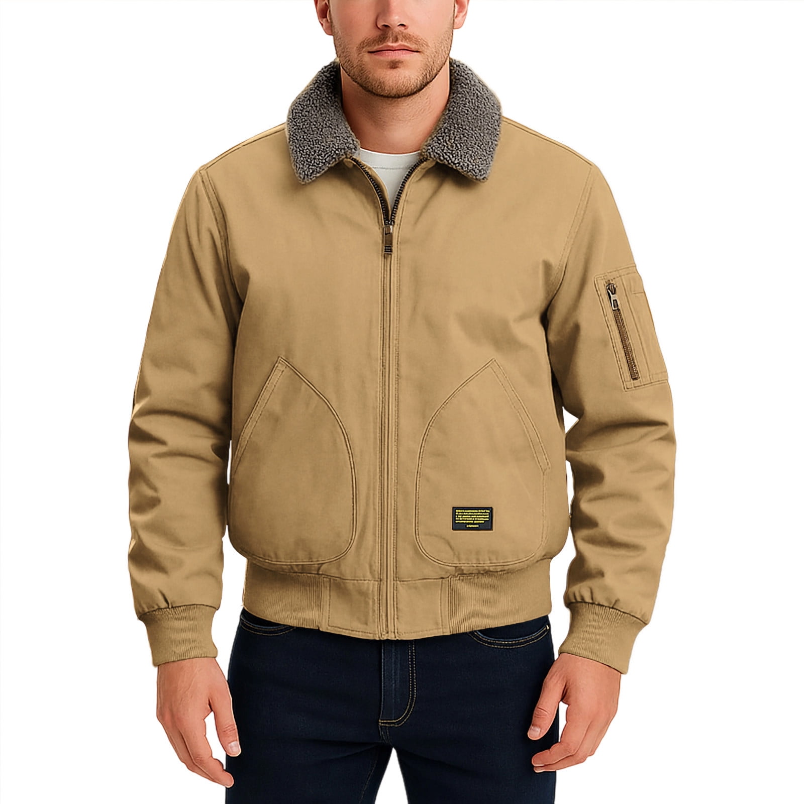 ジャケット・アウター The Prouder Cotton Fright Jacket Men's Winter Fleece Lined Bomber Jacket - Corduroy-Cotton Blend