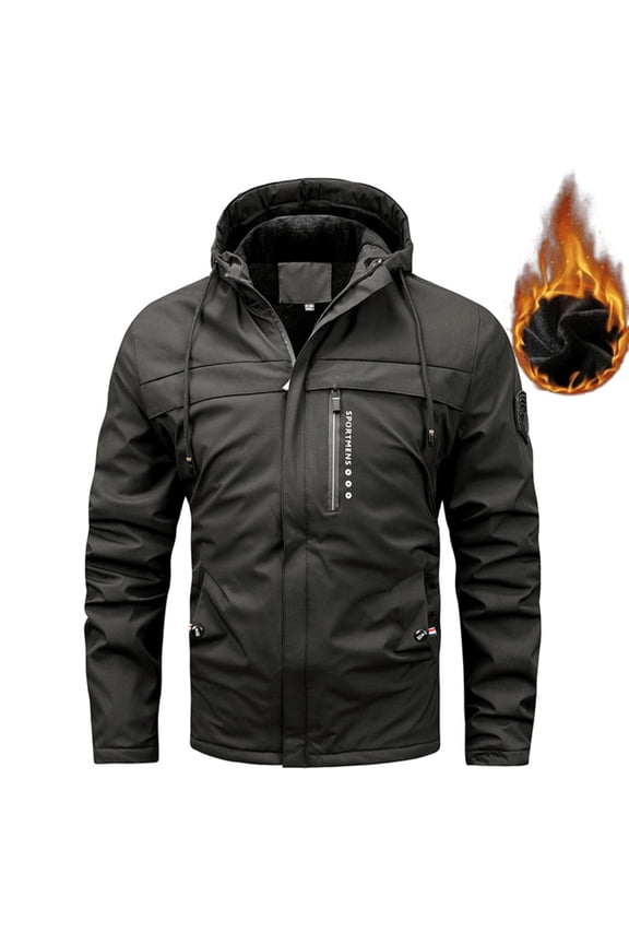 Men's Winter Fleece Lined Hooded Jacket - Thick Outdoor Parka Coat for Cold Weather