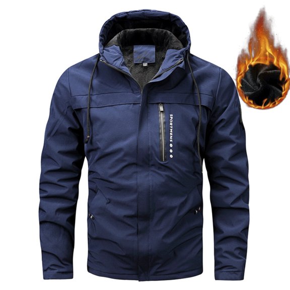 Men's Winter Fleece Lined Hooded Jacket - Thick Outdoor Parka Coat for Cold Weather