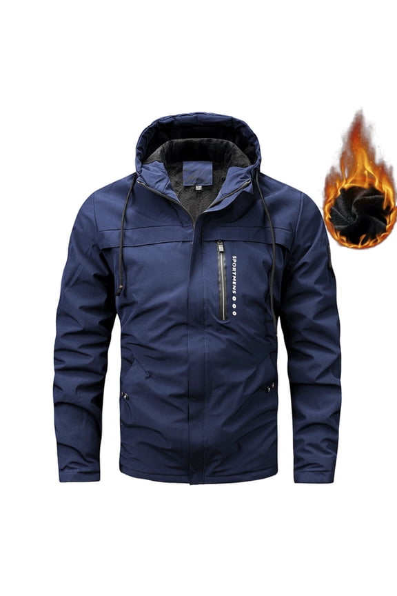 Men's Winter Fleece Lined Hooded Jacket - Thick Outdoor Parka Coat for Cold Weather