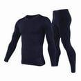 thumbnail image 1 of Men's Winter Fleece Lined Thermal Long Johns 100% Cotton Underwear Top Bottom 2 Pcs Set Navy, 1 of 5