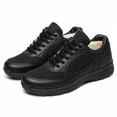 thumbnail image 1 of Men's Winter Fleece-Lined Work Shoes, Black Lace Up Low Top Walking Shoes for Fall and Winter, 1 of 6