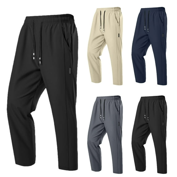Men's Winter Fleece Pants Sherpa Lined Sweatpants with Pockets Drawstring Lounge Running Athletic Warm Pants