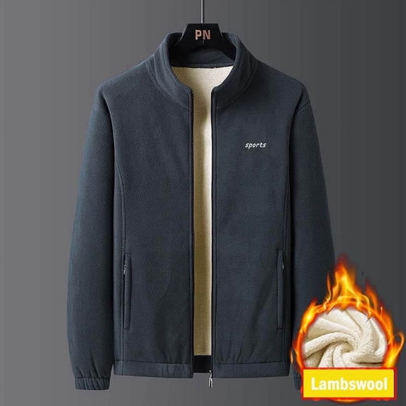 Men's Winter Fleece Shearling Jacket-Thick Polar Fleece Jacket