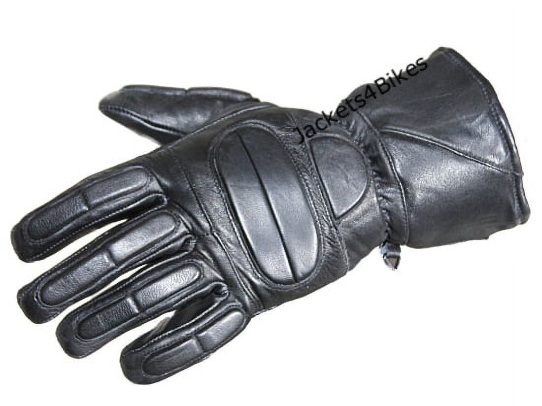 Men’s Winter Gauntlet Motorcycle Gloves, 100% Natural Sheep Leather, Thinsulate Thermal Heated Lining, Full Windproof Cold Weather Water Resistant, Reinforced Warm Biker Driving Glove Black XL