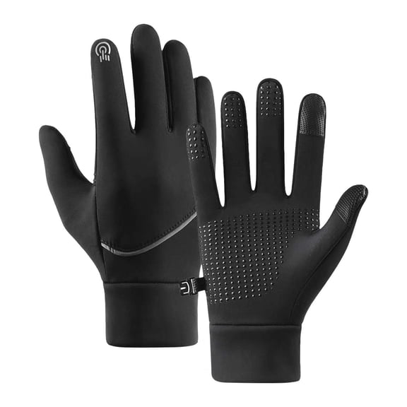 Men's Winter Gloves, Touchscreen Leather Gloves Windproof Thermal Fleece Lined Gloves for Cold Weather Outdoor Activities, Non-Slip Grip, Size XL, Black