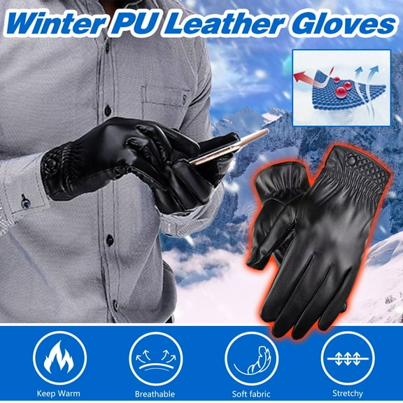 Men's Winter Gloves Touchscreen Warm Lined Leather Water-Proof Mittens Gloves Mittens for Women Cold Weather Gloves Mittens Convertible Gloves Mittens Men Winter Warm Women Gloves Mitten Mittens for
