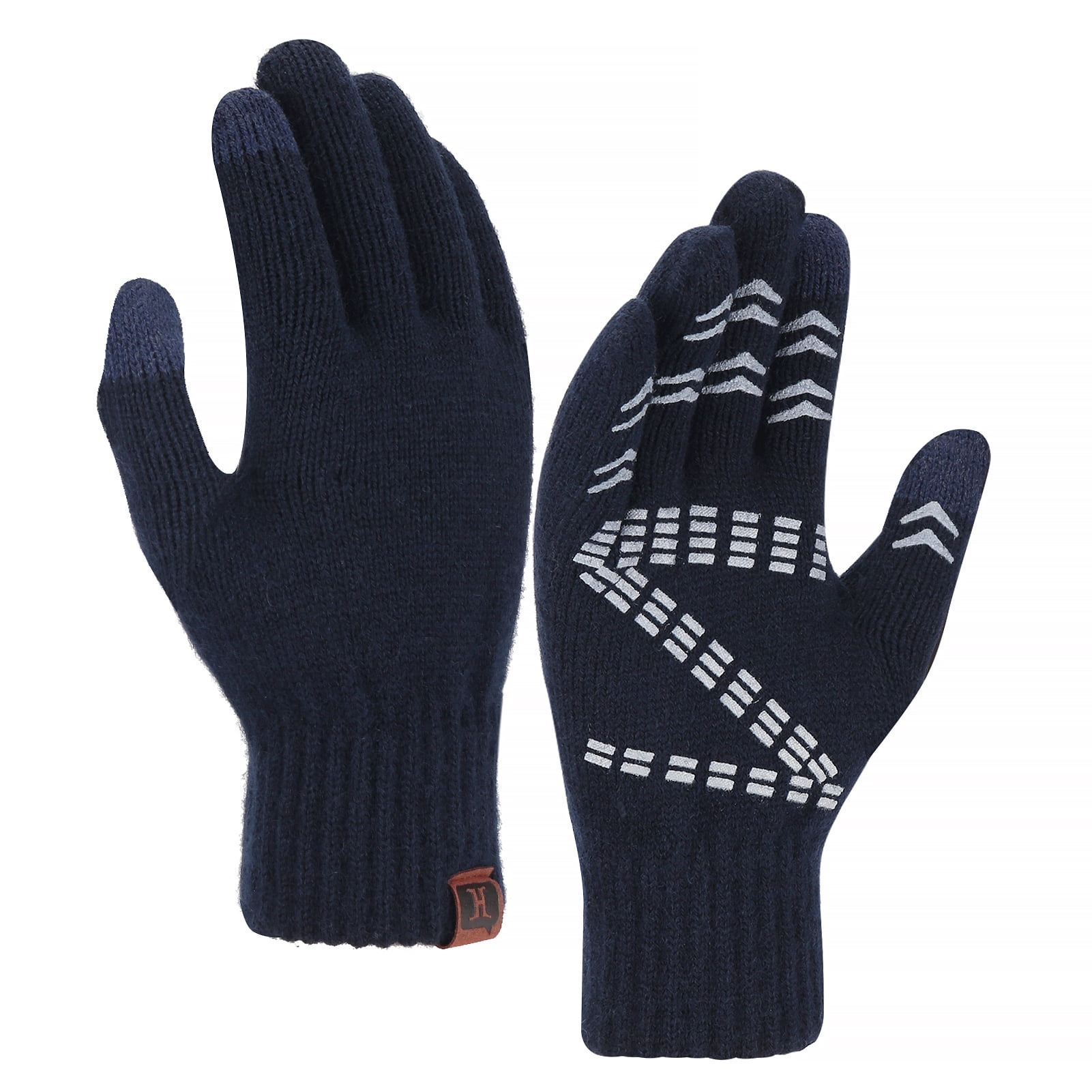 Unisex Acrylic Wool Gloves Men Extra Warm Winter Black Thermal Knit Stretch